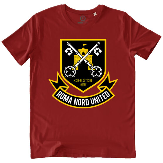 T-SHIRT UOMO BORDEAUX - COBBLESTONE ARMY - ROMA NORD UNITED